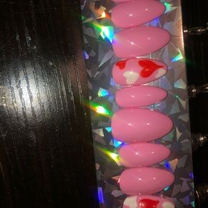Pink Heart Press On Nails